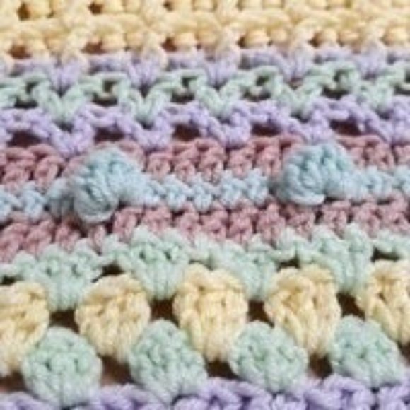 33"x34" Striped Baby Blanket, Sampler Stitch Baby Blanket, Colorful Throw - Picture 10 of 16